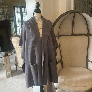 NWT Tempo Paris Open Drape Knit Hoodie Poncho OS